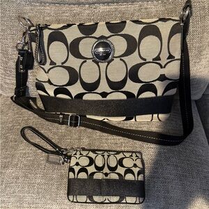 Coach Black and Gray Crossbody Bag Set.
